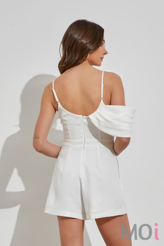Cold Shoulder Romper Off White