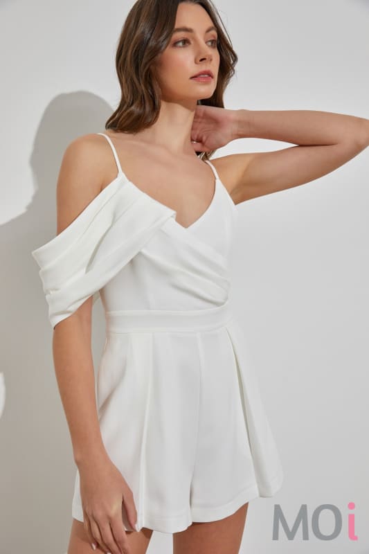 Cold Shoulder Romper Off White