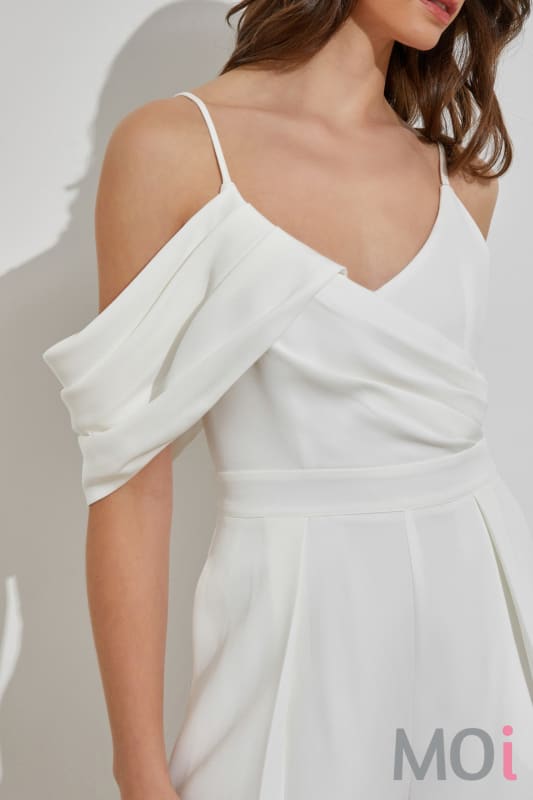Cold Shoulder Romper Off White