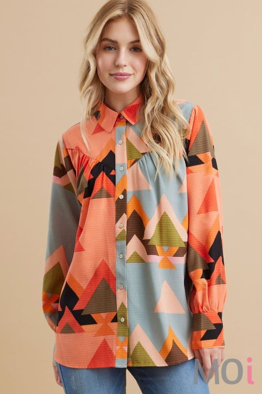 Collared Geometric Top