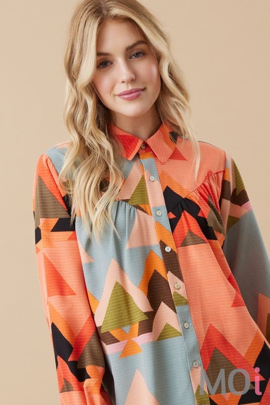 Collared Geometric Top