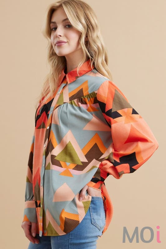 Collared Geometric Top