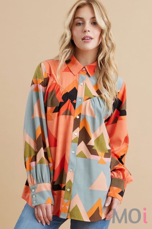 Collared Geometric Top