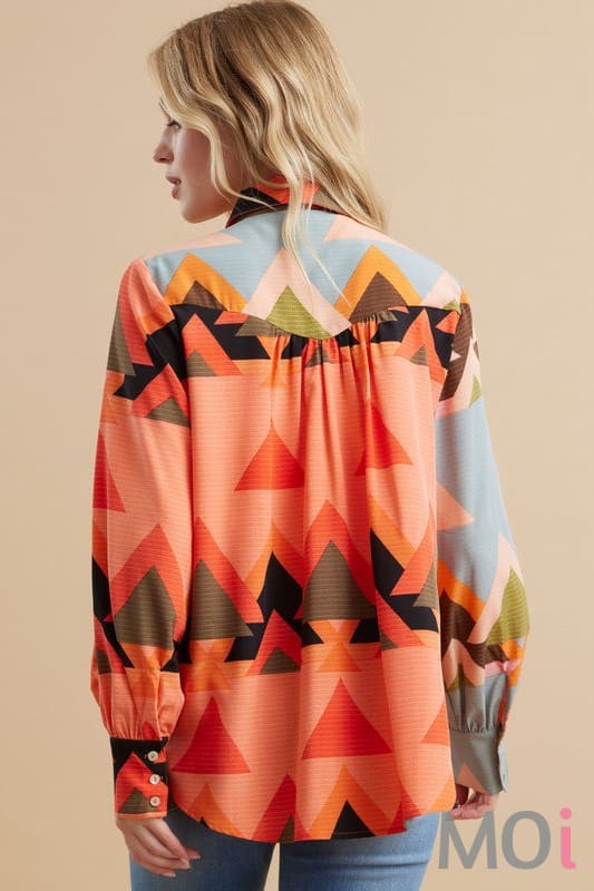 Collared Geometric Top