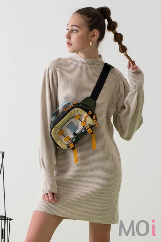 Mock Neck Sweater Dress Khaki
