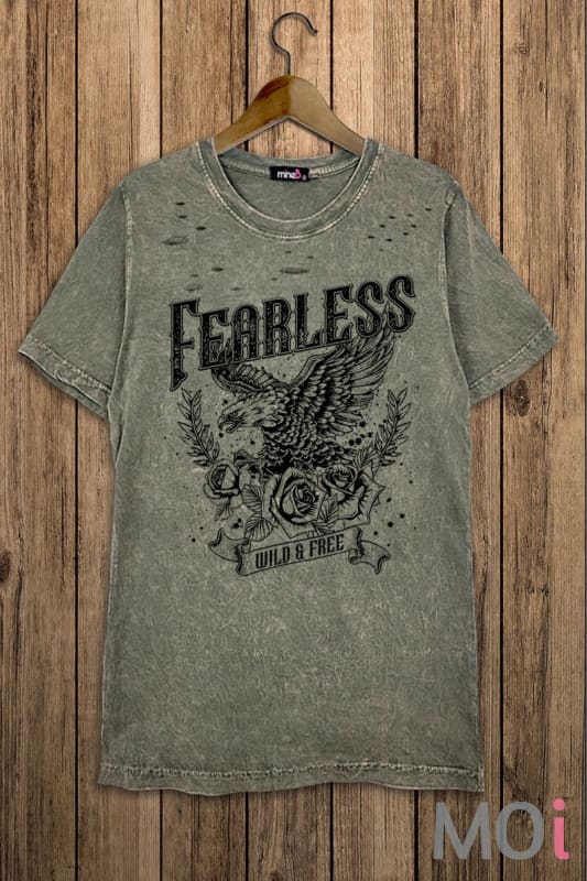 Mineral Washed Fearless Graphic Olive
