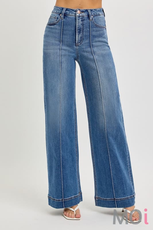 Tummy Control High Rise Ankle Wide Pintuck