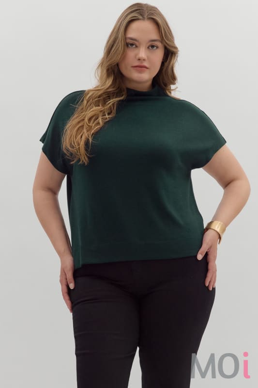 Solid Knit Mock Neck Top