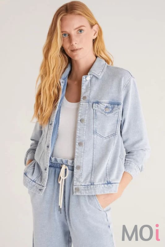 Z Supply Abbott Knit Denim Jacked Washed Indigo