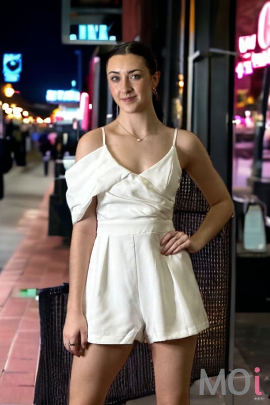 Cold Shoulder Romper Off White
