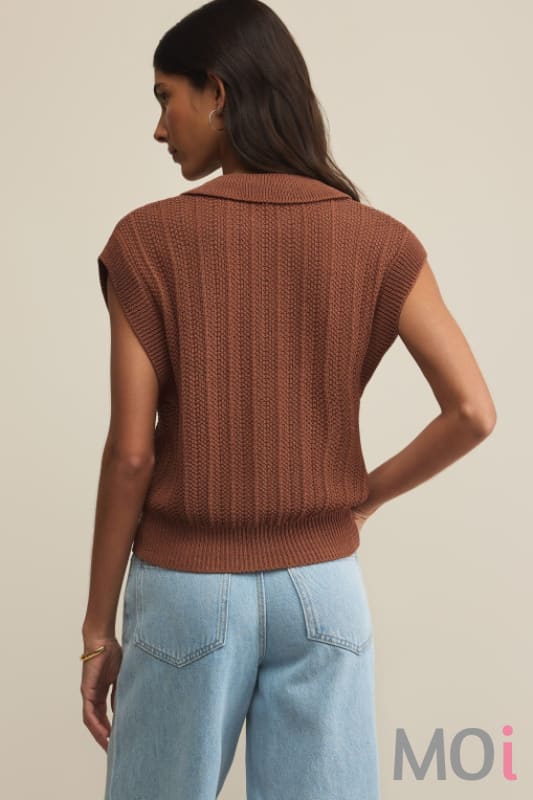 Z Supply Lauden Polo Top Teakwood