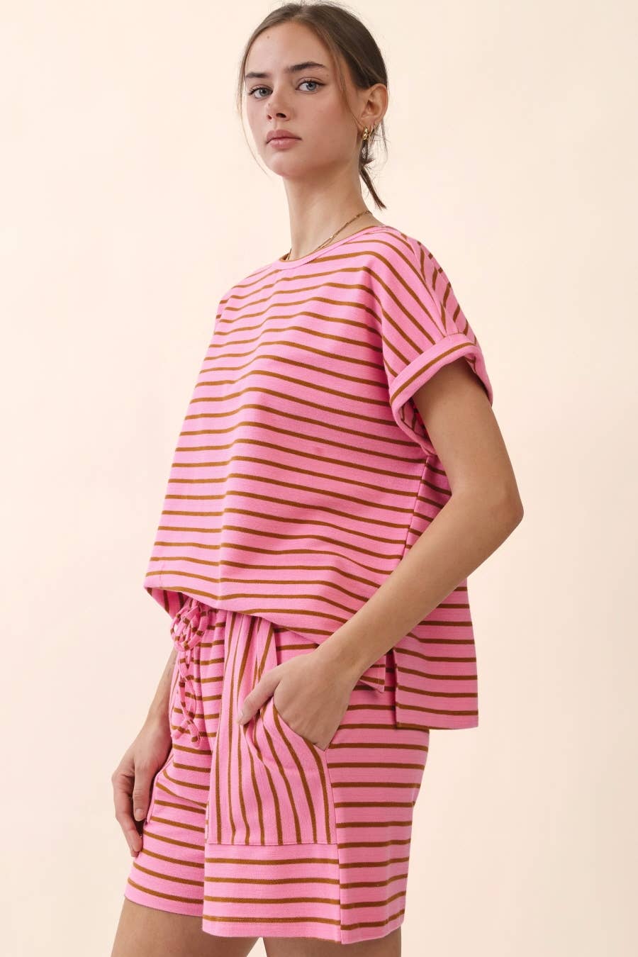 Drawstring Stripe Shorts