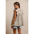 Dot Printed Smocked Yoke Top