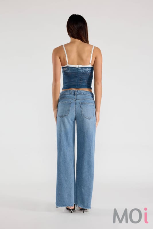 Baggy Wide Leg Jeans w/Chewed Hem