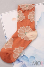 Rufia - Orange Embossed Women's Socks