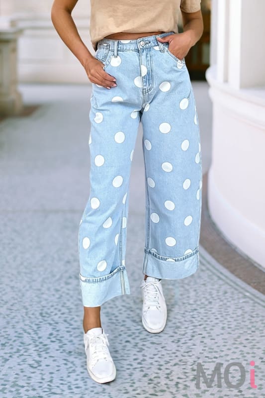 Polka Dot Ankle Length Casual Jeans