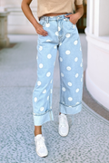 Polka Dot Ankle Length Casual Jeans
