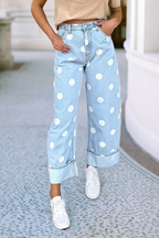 Polka Dot Ankle Length Casual Jeans