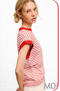 Nautical Cap Sleeve Striped Top