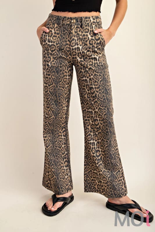 Leopard Print Flare Jeans