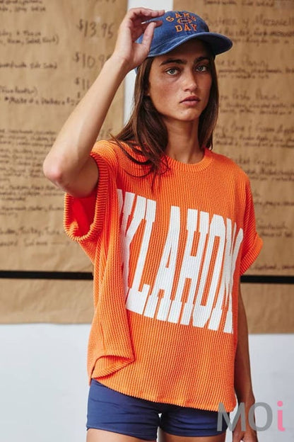 'OKLAHOMA' Comfy Oversize Graphic Sweatshirt Top