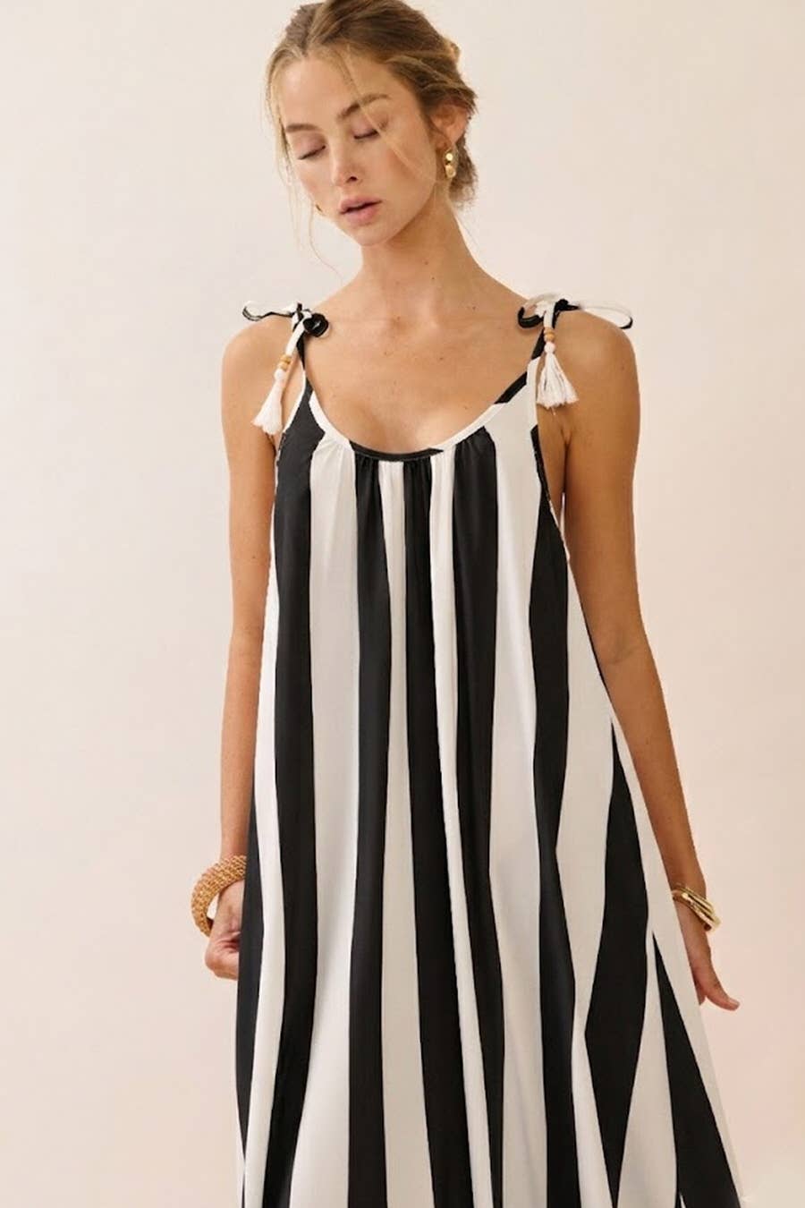 Vertical Stripe Midi Dress