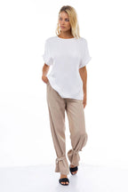 Dolman Short Sleeve Plisse Sleeve Blouse