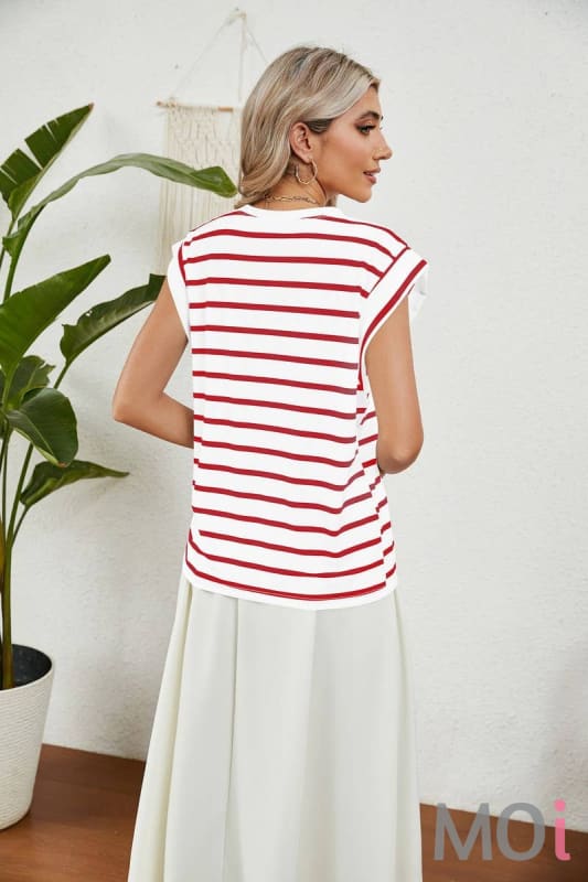 Round Neck Striped Raglan