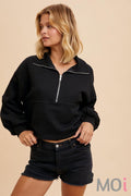Cotton Thermal Cropped Half Zip