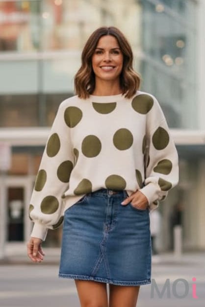 Oversized Polka Dot Knit Sweater