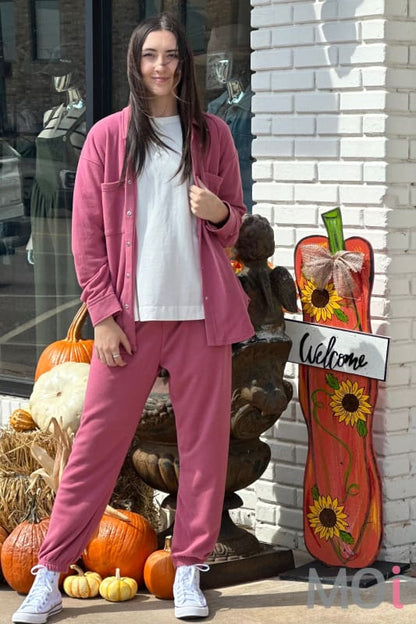 Z Supply Starlight Fleece Jogger Pink Aura
