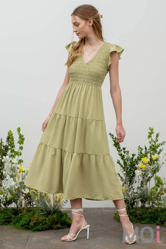 Flutter Sleeve Maxi Dress