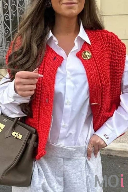 Knit Cardigan Gilet With Pocket