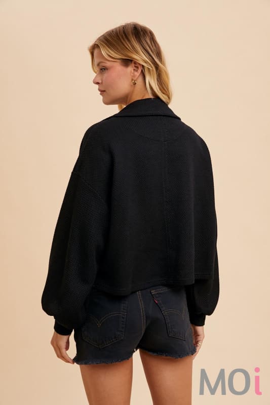 Cotton Thermal Cropped Half Zip