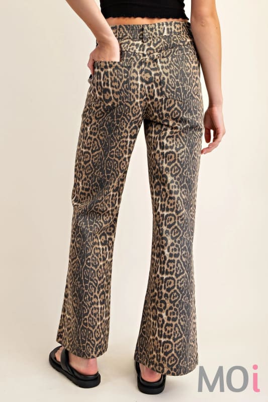 Leopard Print Flare Jeans