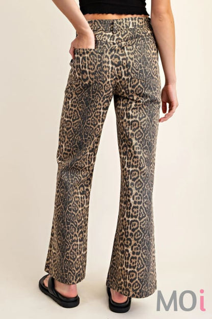 Leopard Print Flare Jeans