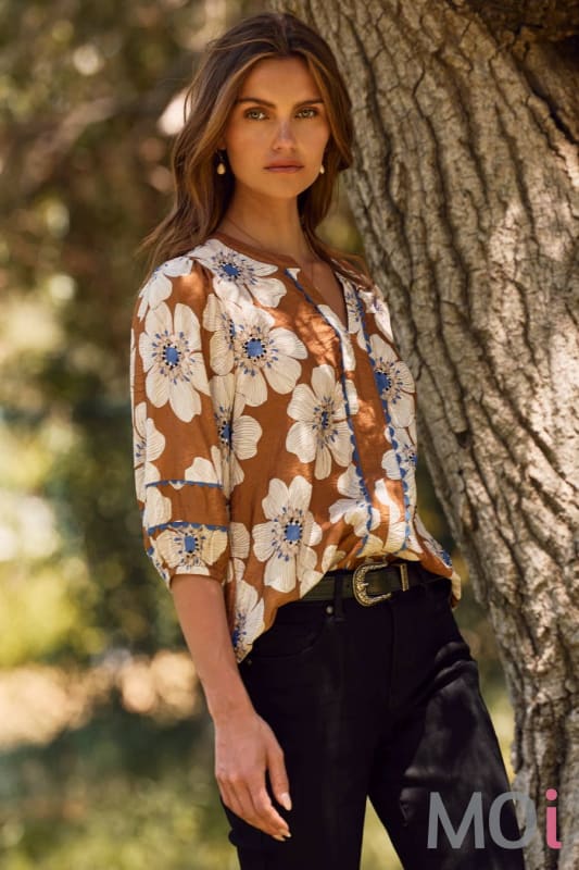 Floral Printed 3/4 Sleeve Blouse