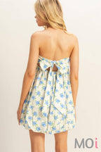 Floral Strapless Bubble Hem Mini Dress