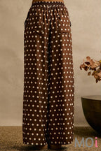 Polka Dot Elastic Waist Wide Pants