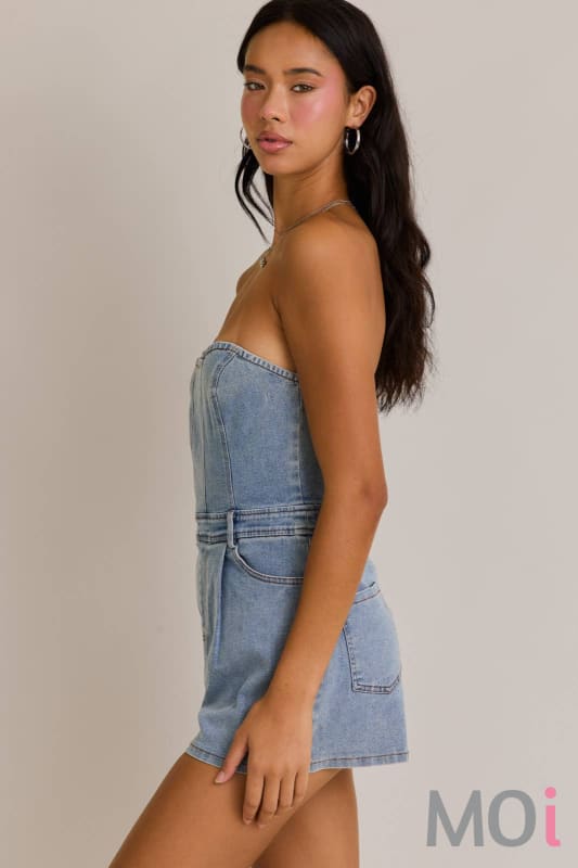 Tube Denim Romper