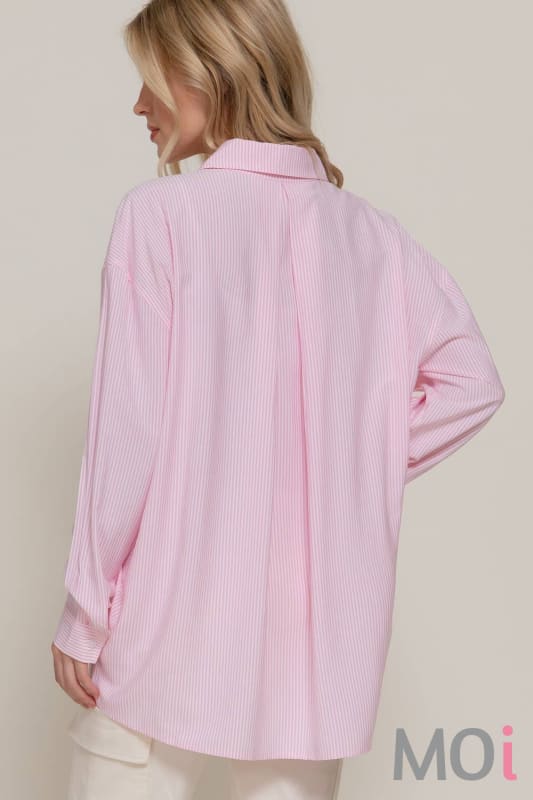 Long Dolman Sleeve Oversized Y/D Stripe Shirt