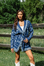 Blue Bandana Fringe Cardigan