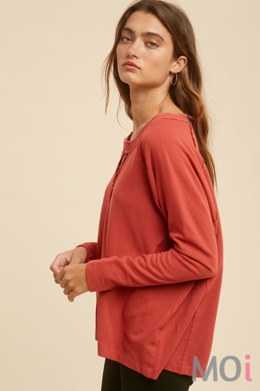 Frayed Edge Henley Top