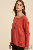 Frayed Edge Henley Top