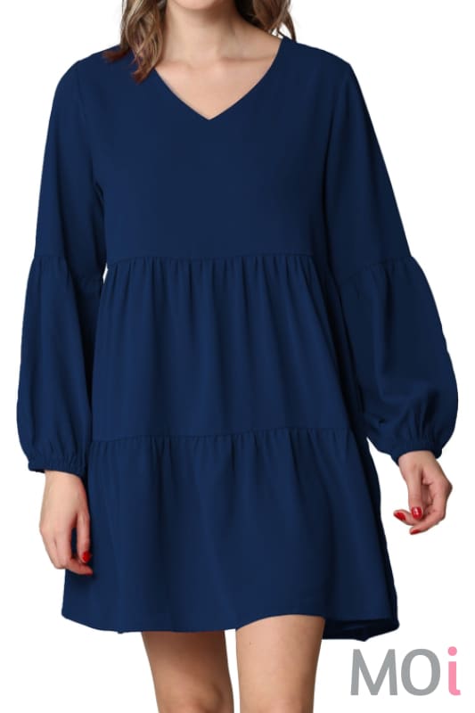 V-Neck Long Sleeve Tunic Dress