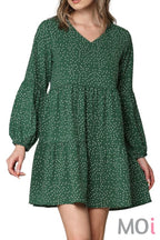 V-Neck Long Sleeve Tunic Dress