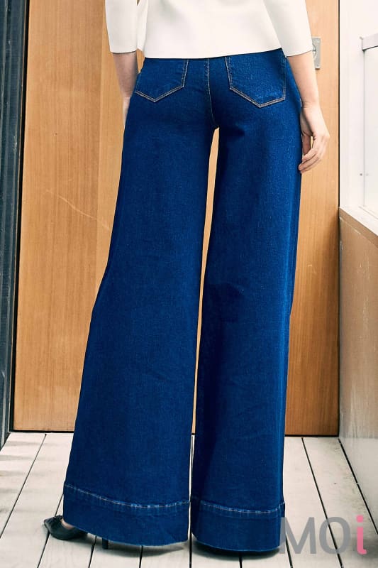 Wide Leg Jeans With Center Release Pintuck