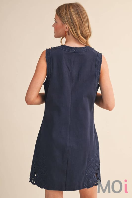 Embroidered Shift Dress