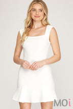 Shoulder Padded Square Neck Knit