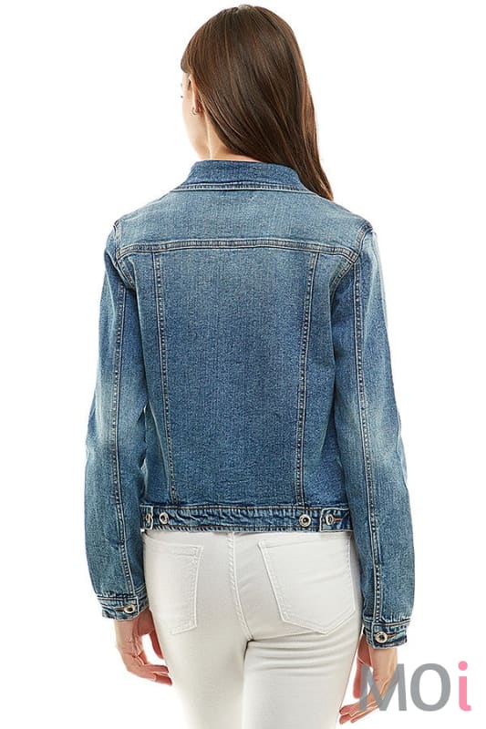 Stretched Casual Denim Jacket Medium
